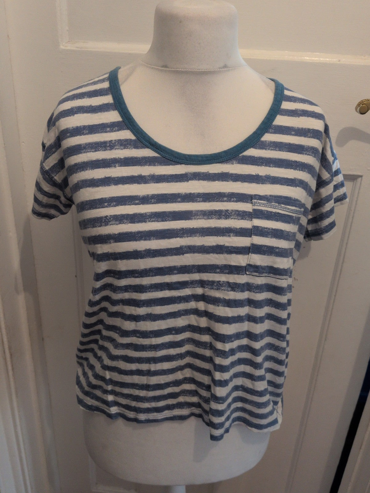 Next Petite 12 Blue And White Stripe Short Sleeve T-shirt