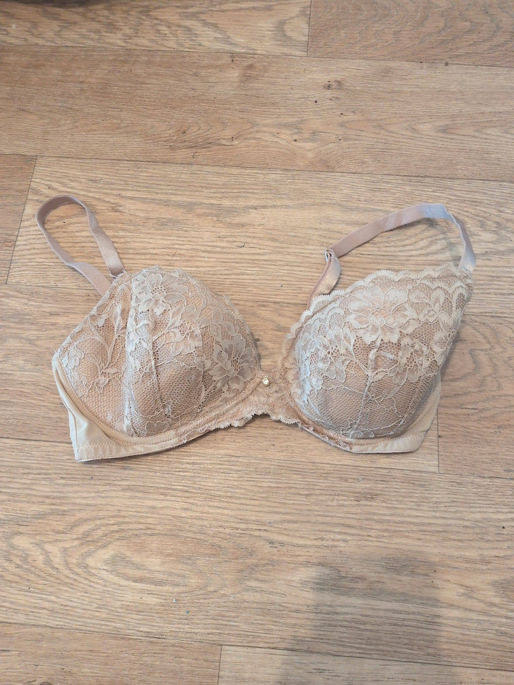Ann Summers 34DD Brown Lace Detail Padded And Wired Bra