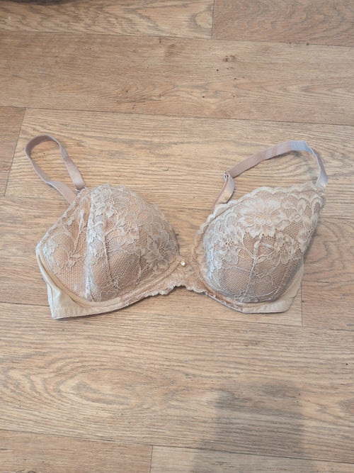 Ann Summers 34DD Brown Lace Detail Padded And Wired Bra