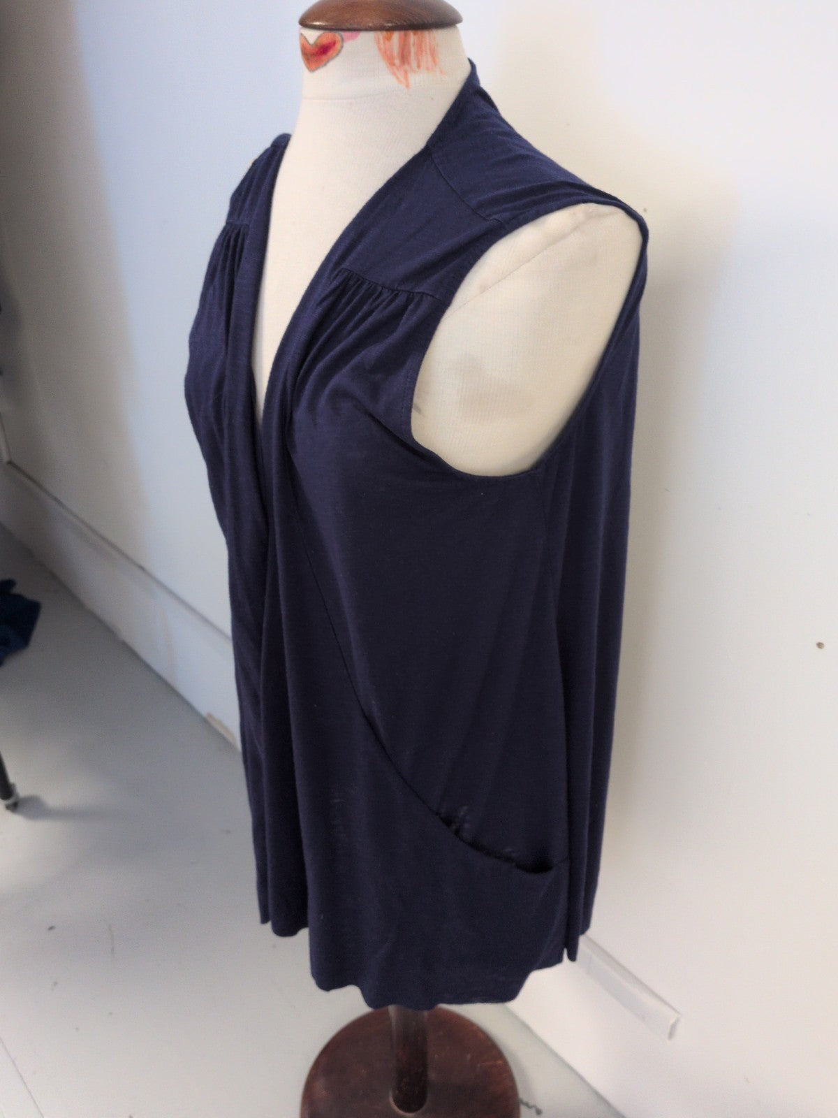 Together Large Navy Sleeveless Open Blouse