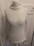 M/L White Ribbed Roll Neck Long Sleeve Jumper