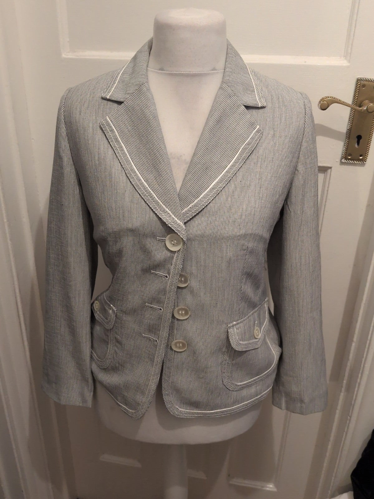 Gerry Weber 12 Navy White Striped Blazer
