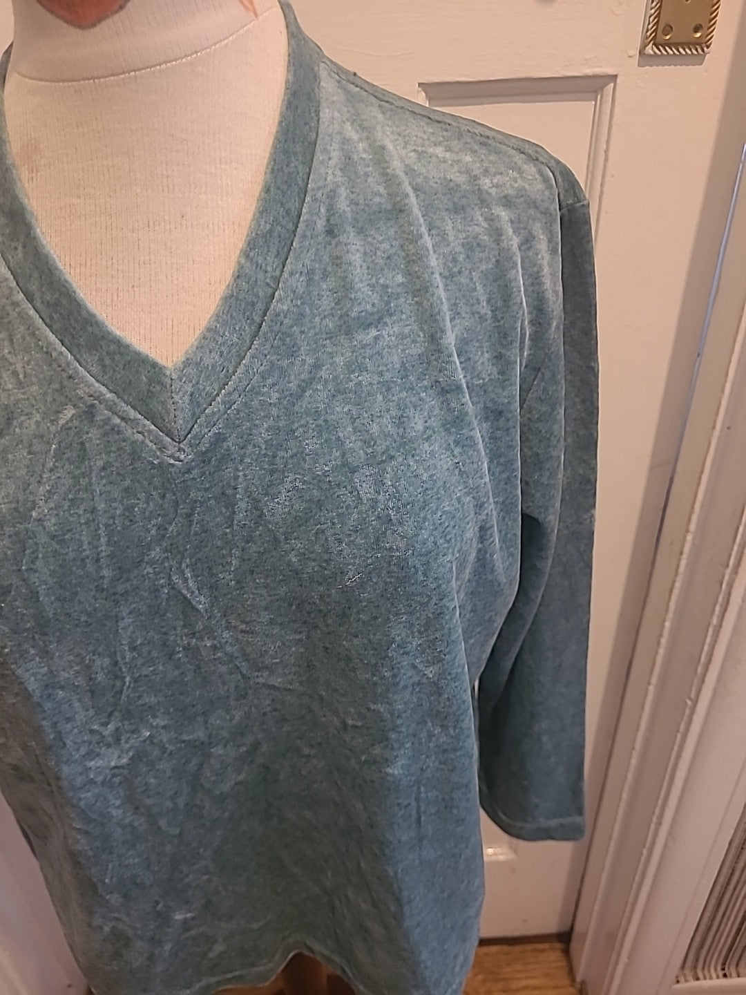 Ladies Casual Corner Size Large Turquoise V Neck Pullover Jumper