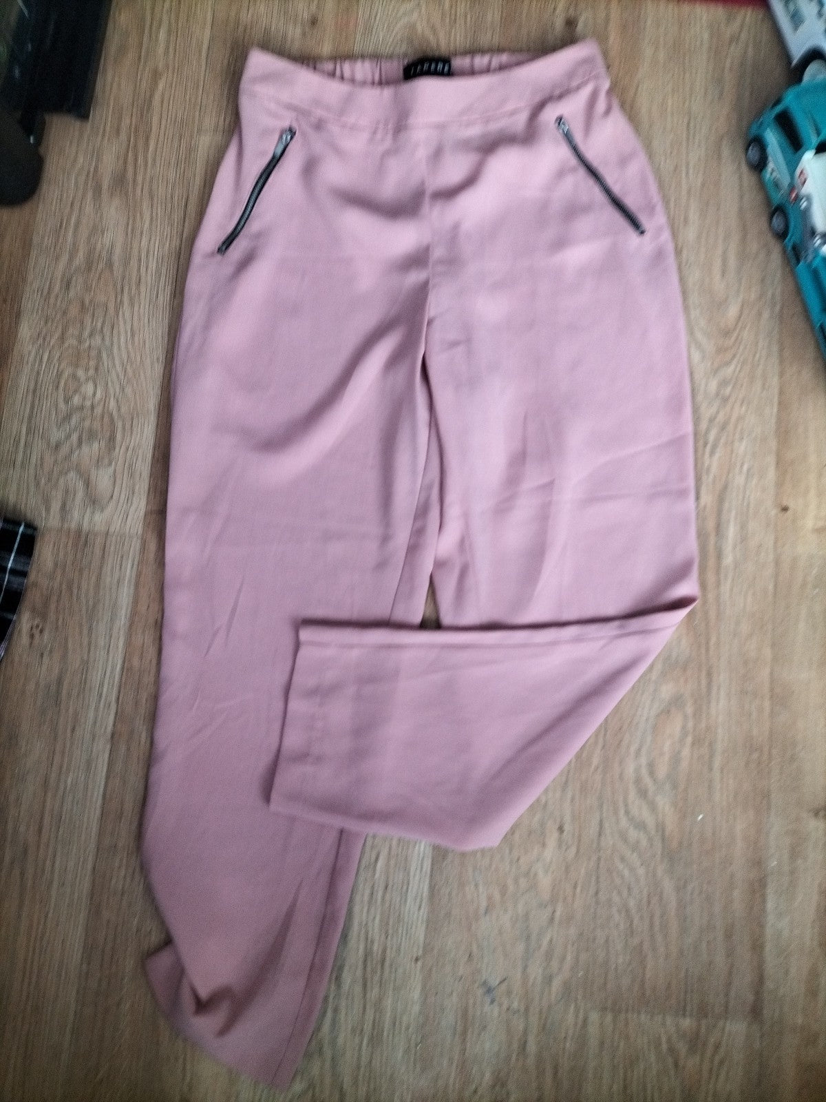 Ladies Peacocks Size 10 Pink Tapered Trousers Elasticated