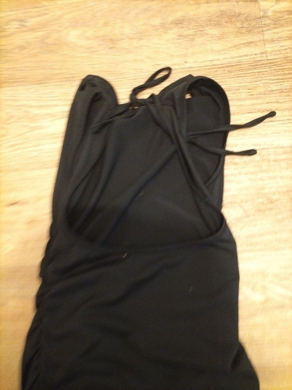 Ladies Shein Size XS Black Sleeveless Open Back Ruched Dress