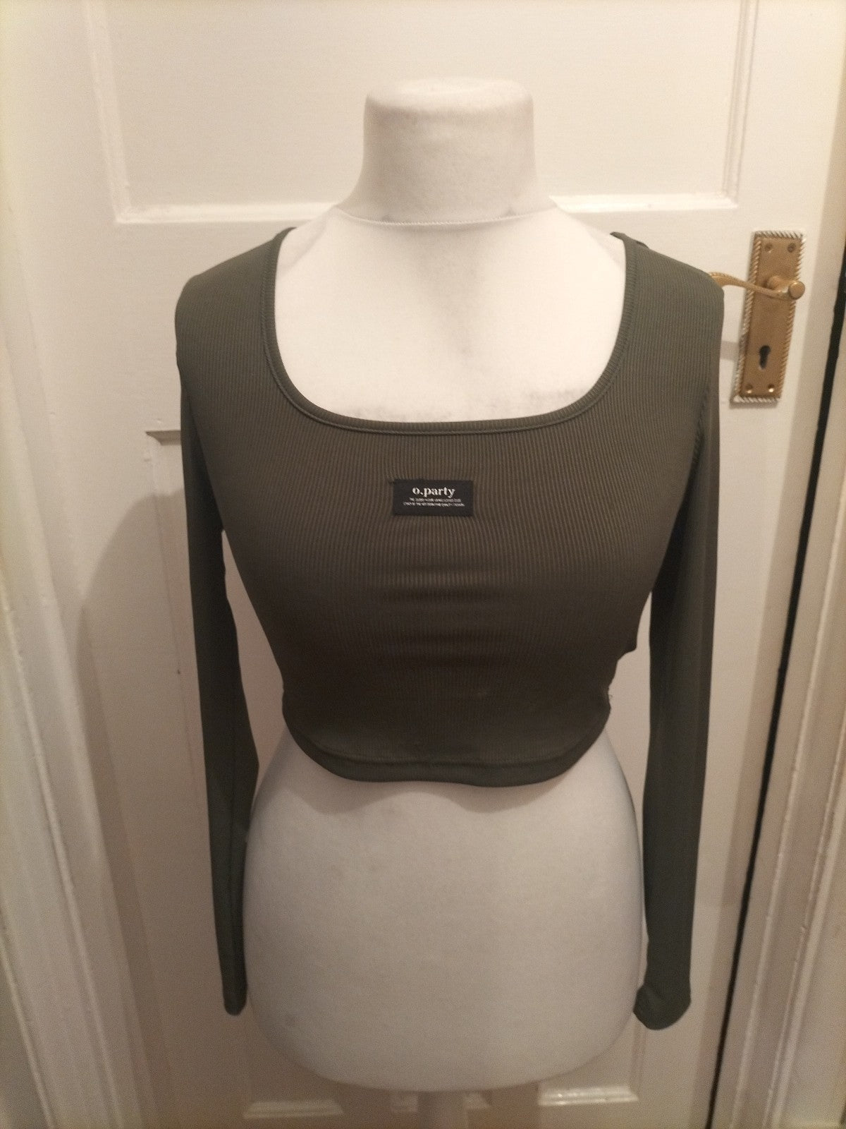 Ladies O.Party Size Small Green Ribbed Long Sleeved T-shirt