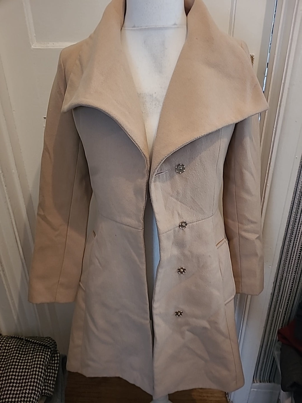 Ladies Miss Selfridge Size 10 Beige Lined Jacket Buttoned