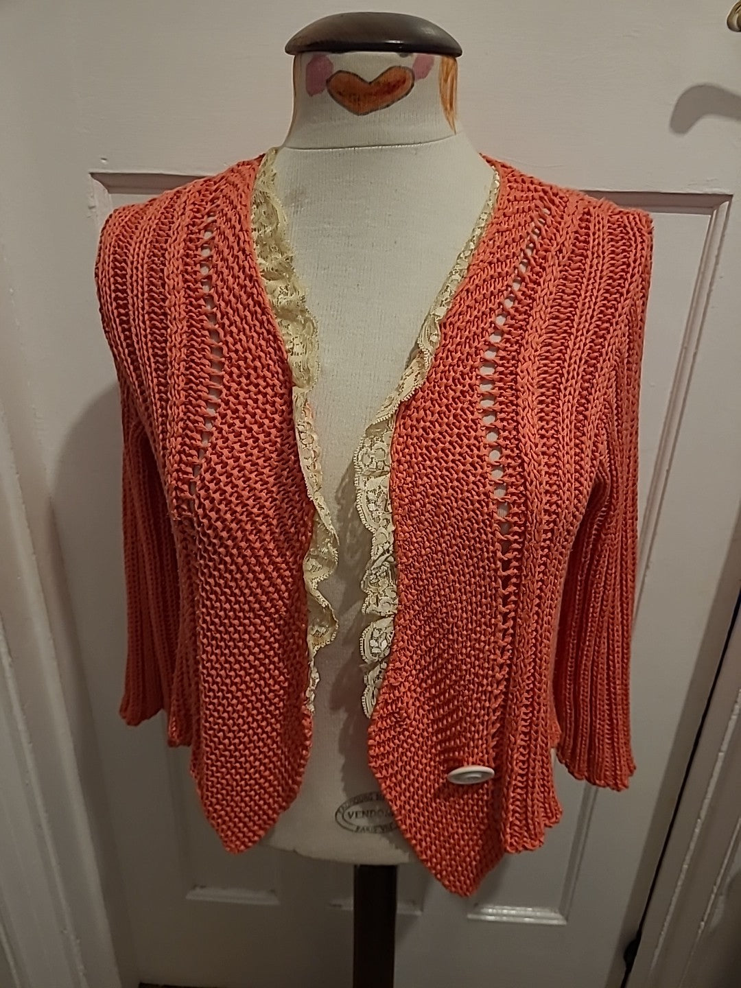Ladies Lee Zazies Size Medium Pink Nitted Cardigan