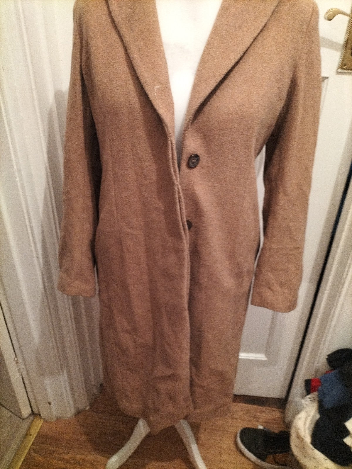 H&M 16 Brown Lined Long Length Jacket Collared