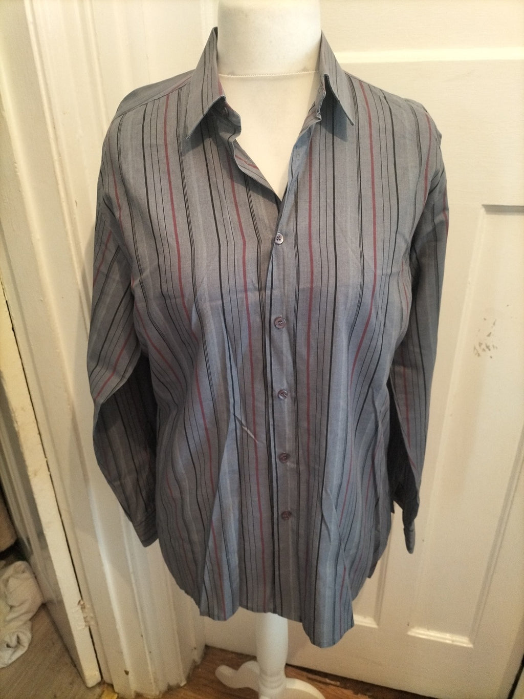 Dunno Co 16" Grey Stripe Long Sleeve Shirt