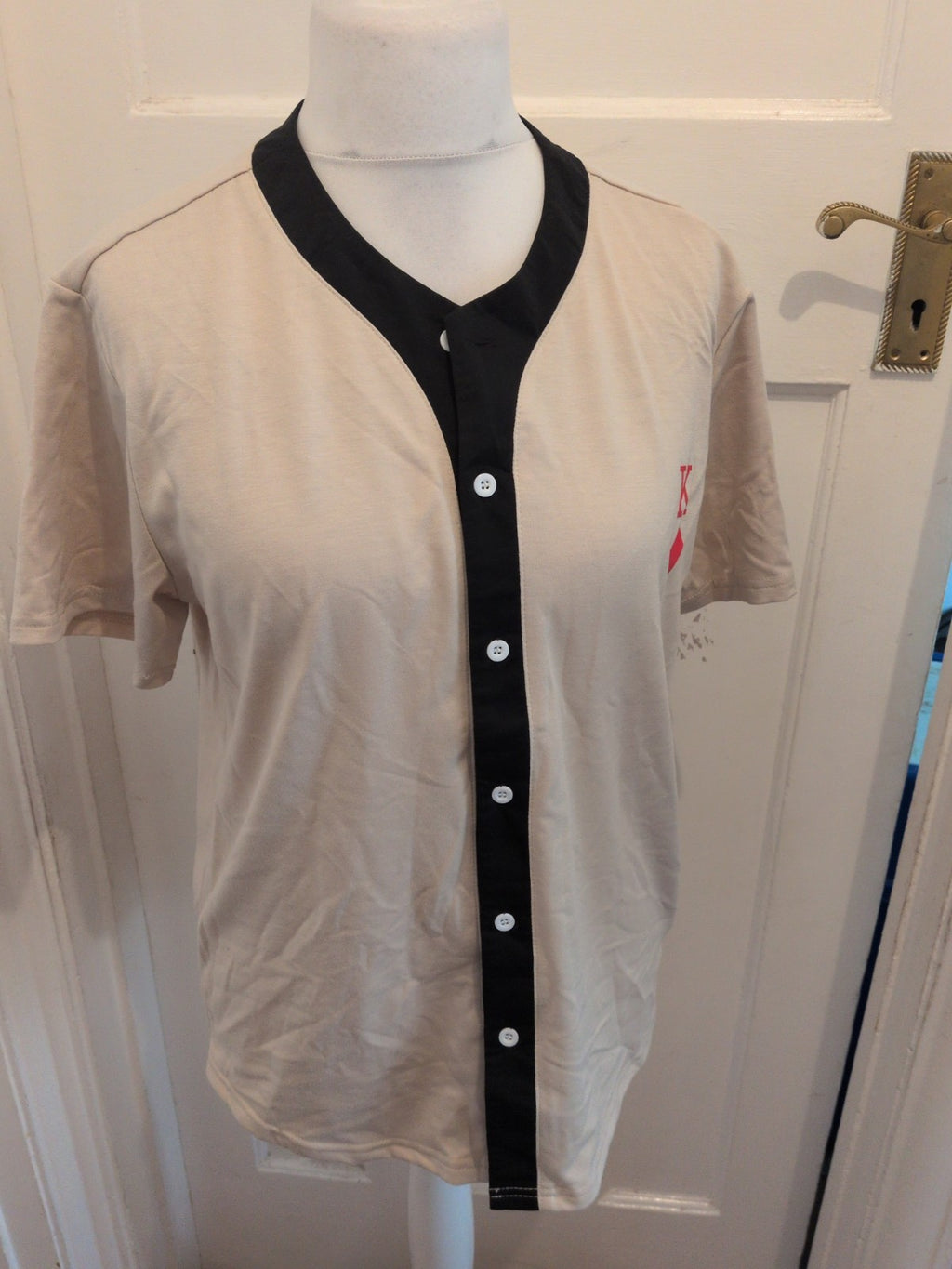Shein Medium Playing Card Buttoned Short Sleeve Shirt
