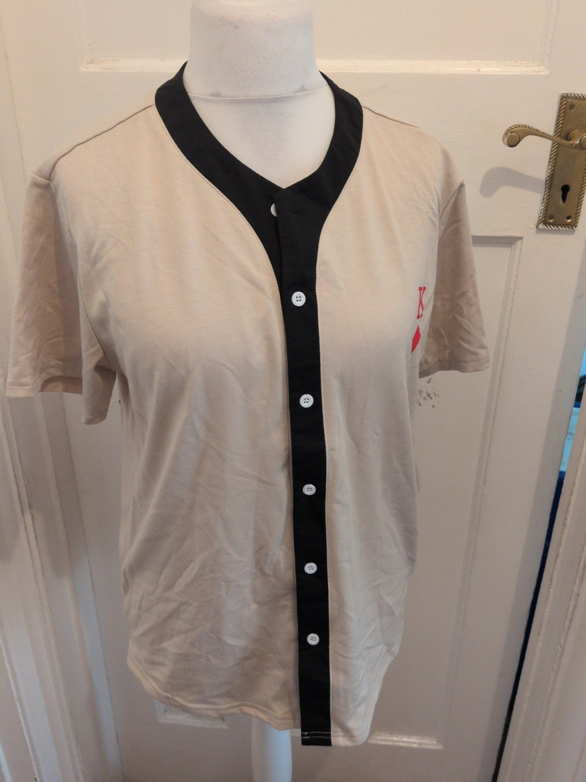 Shein Medium Playing Card Buttoned Short Sleeve Shirt