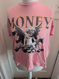 Shein Curve XL Pink Money Print Short Sleeve T-shirt