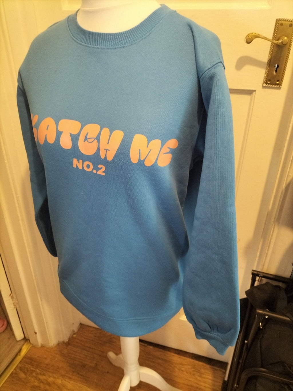 Ladies Katch Me Size Xs Blue Pullover Printed Jumper