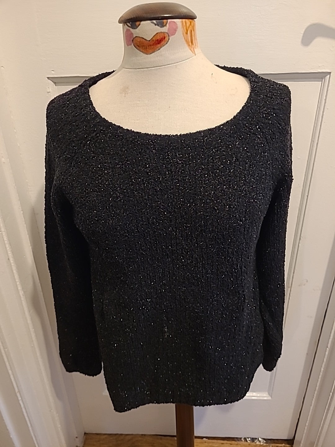 Ladies Tu Size 12 Black And Silver Long Sleeve Jumper