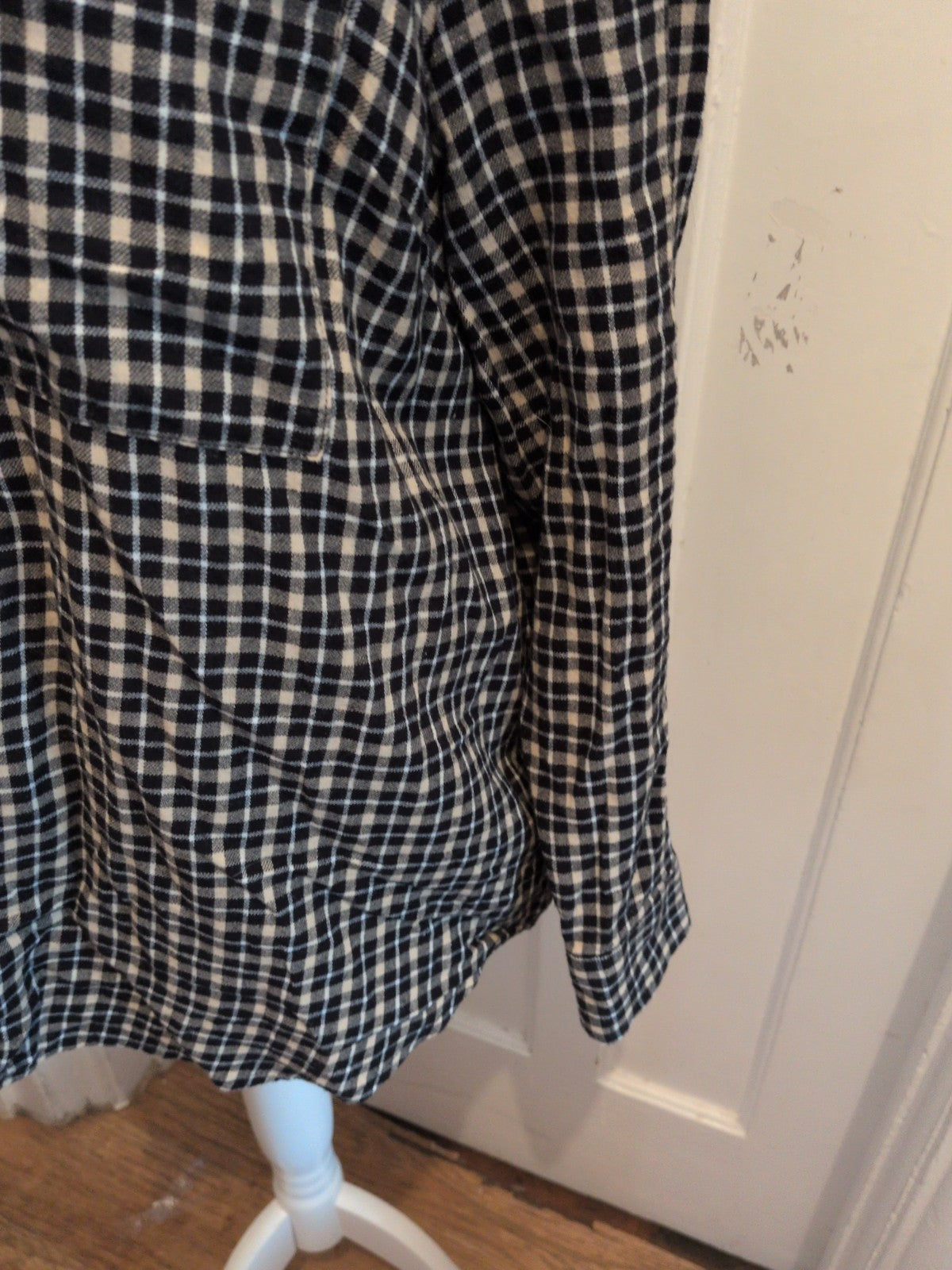 Primark Large 14-16 Black Checked Long Sleeve Buttoned Blouse Collared