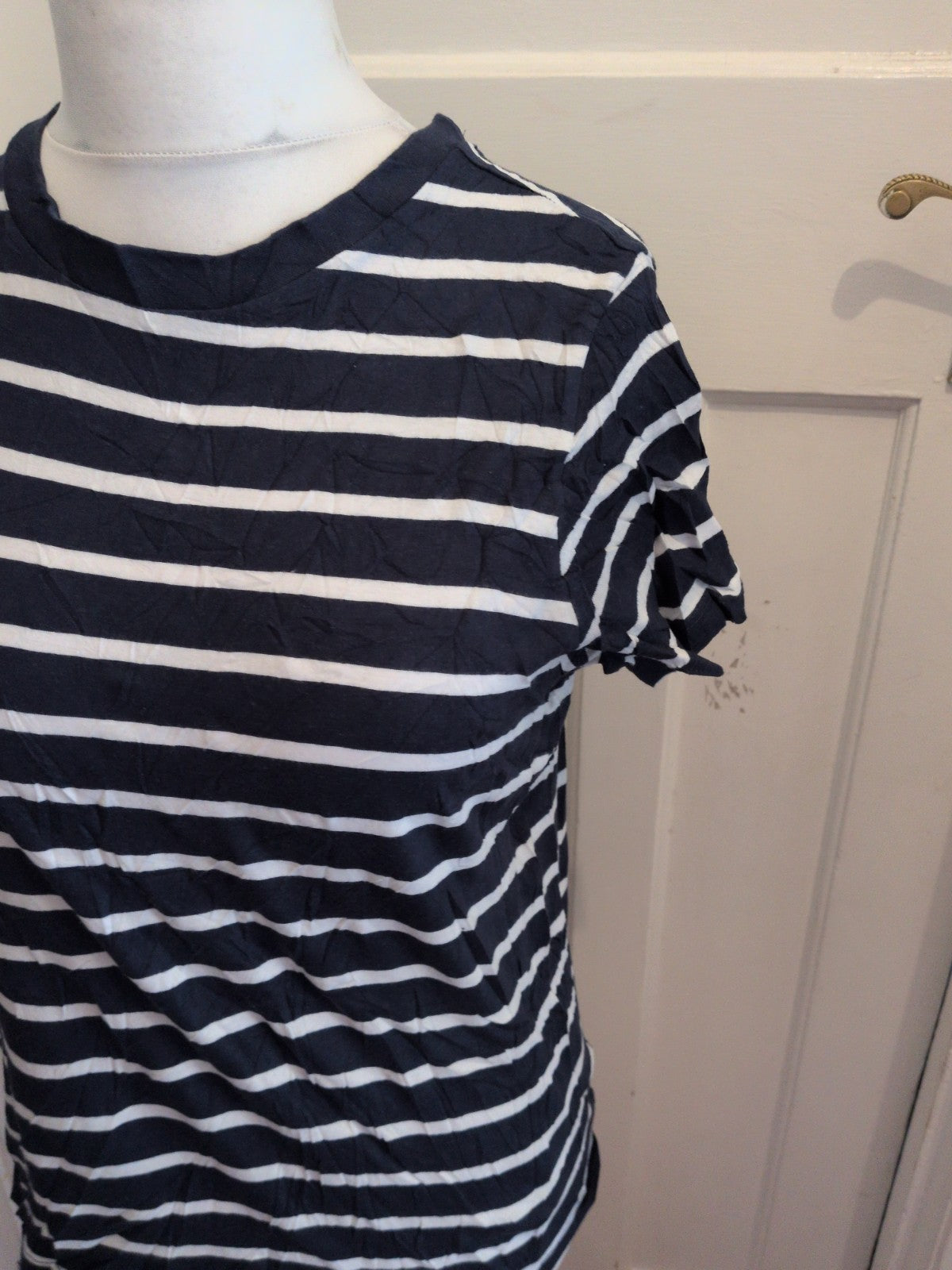 Ladies T-shirt Primark Medium Navy Stripe
