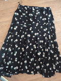 Peacocks 14 Black Daisy Midi Flare Skirt