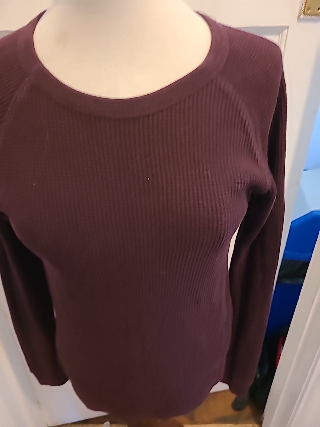 Mens Primark Size Medium Deep Purple Ribbed Long Sleeved Pullover Jumper