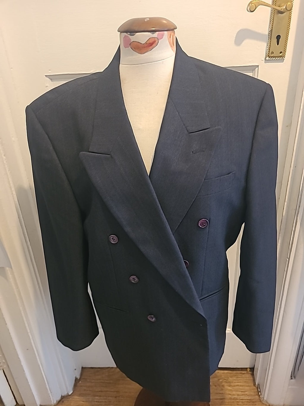 Mens C&A Size 42S Black Navy Lined Padded Blazer