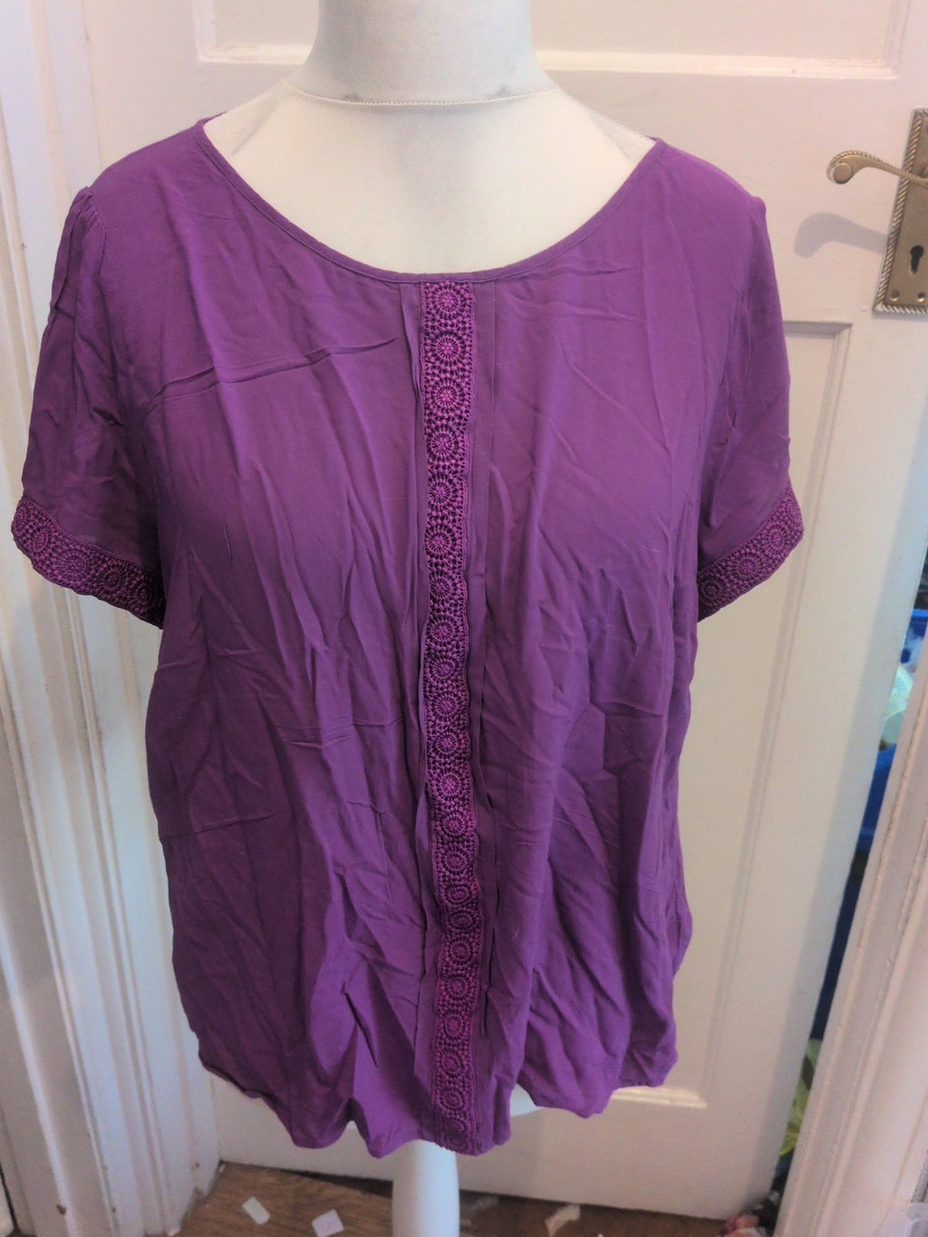 Marks And Spencer 22 Purple Short Sleeve Bloue