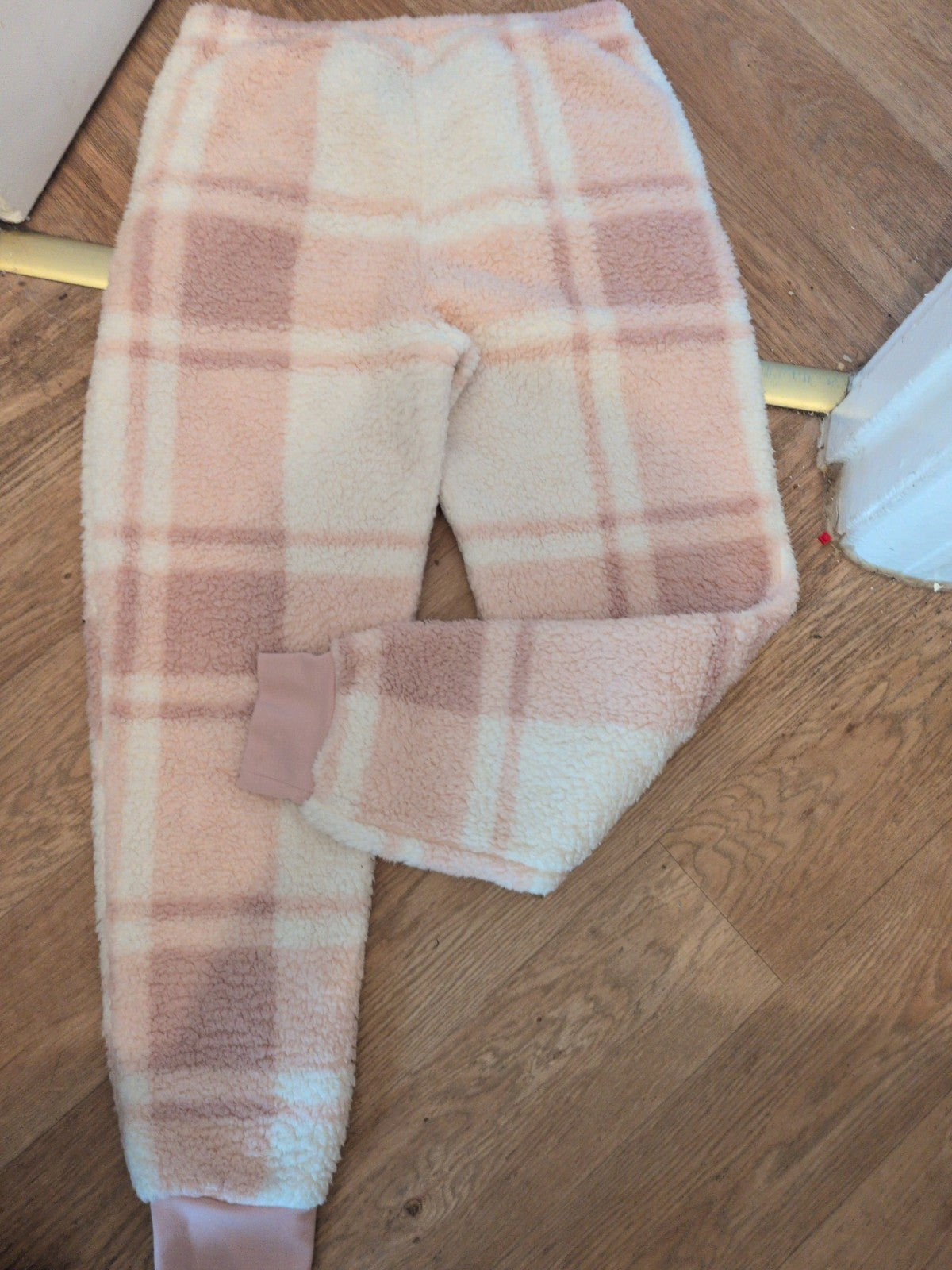 George 12-14 Pink And White Fluffy Elasticated Pyjama Bottoms