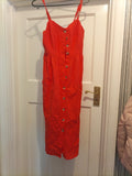 Ladies Primark Size 6 Orange Buttoned Sleeveless Dress