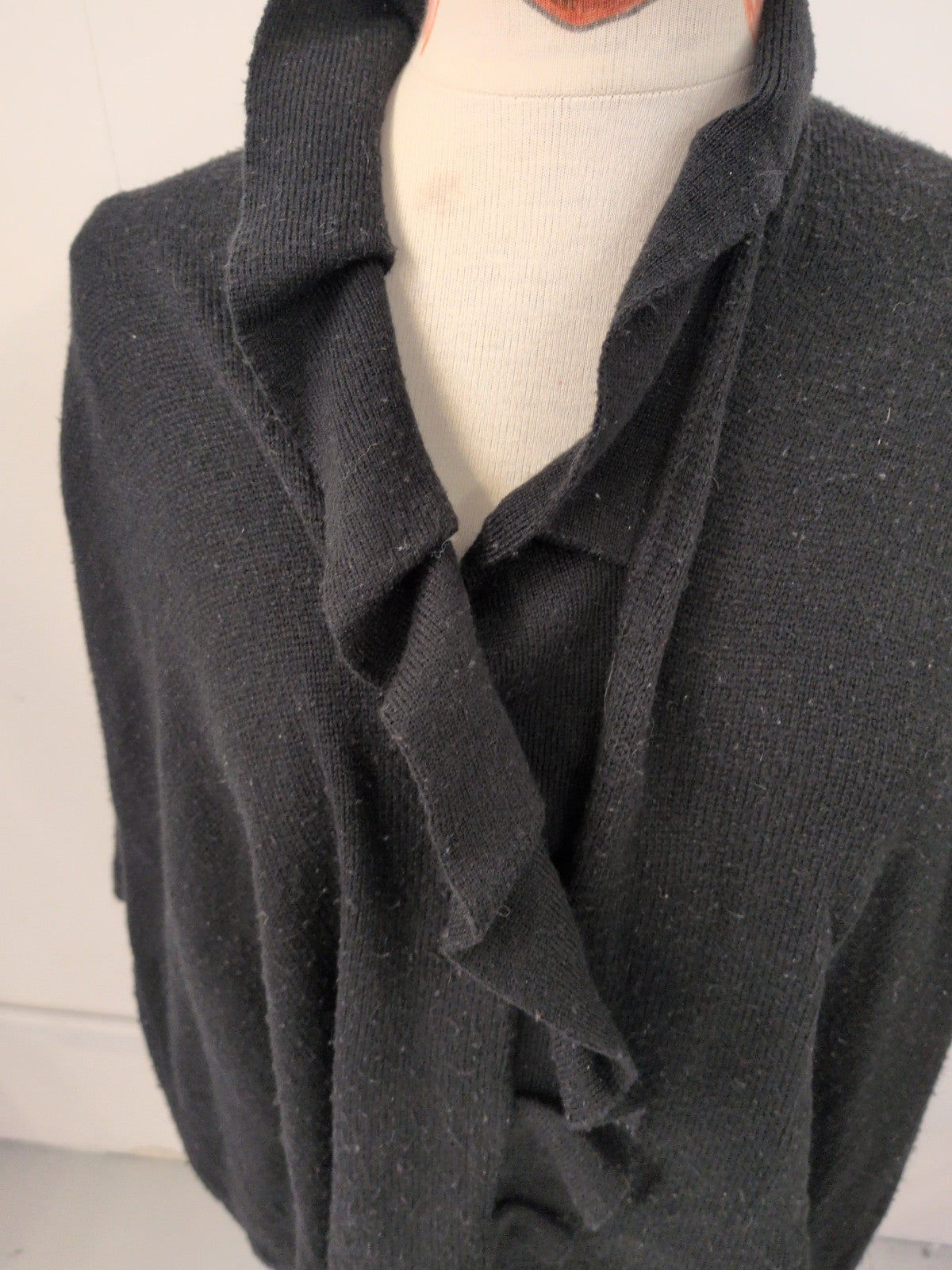 Lipsy Large Black Waterfall Cardigan Open