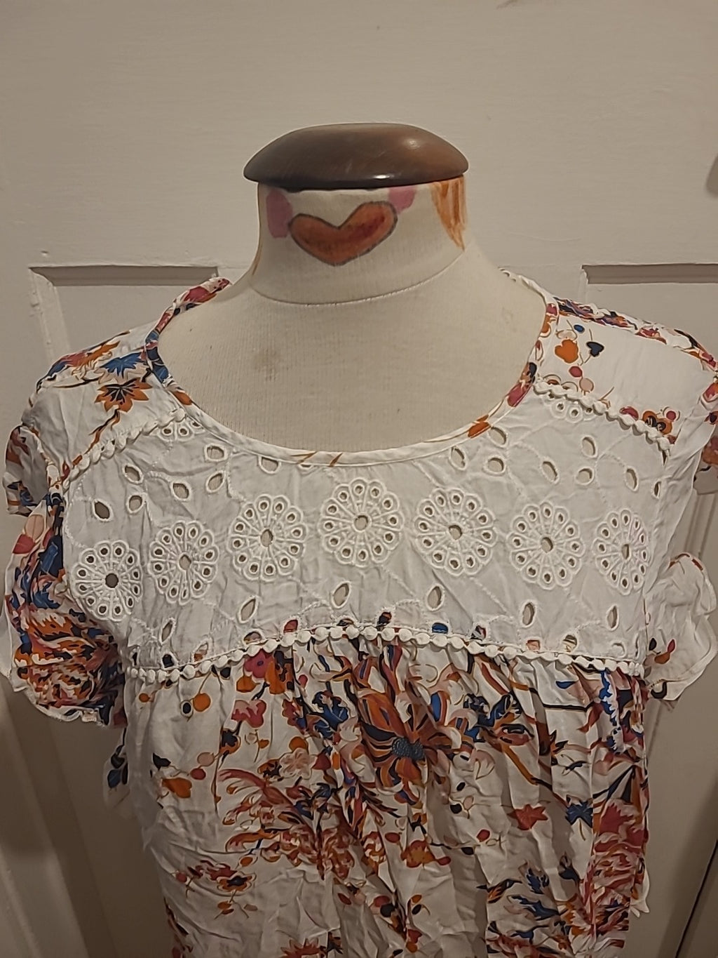 Ladies M&S Size 12 Multicoloured Floral Cap Sleeved Blouse