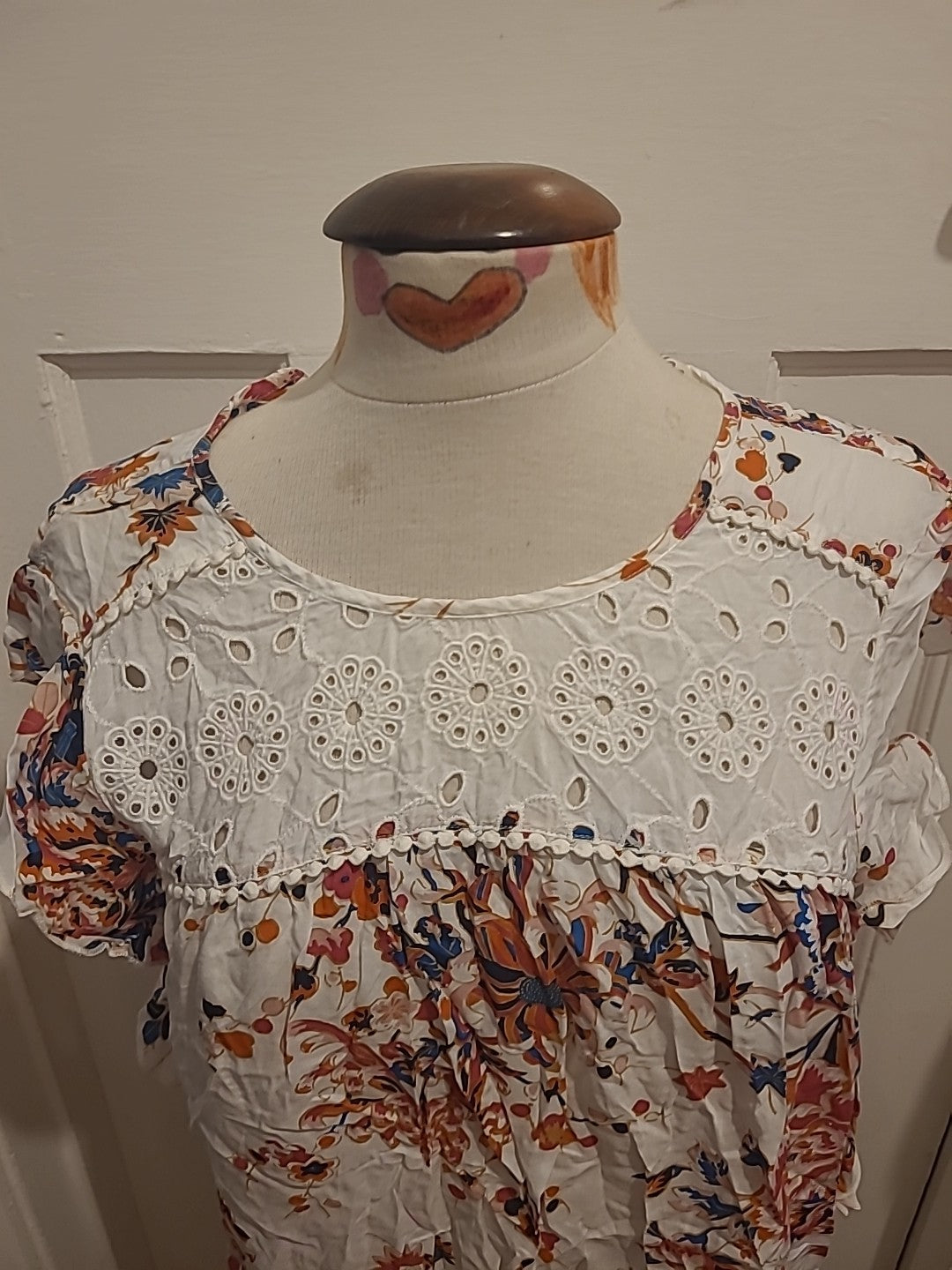 Ladies M&S Size 12 Multicoloured Floral Cap Sleeved Blouse