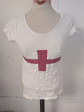 Ladies F&F Size 12 White England Flag Sequin T-shirt