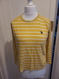 Ladies Next Size 12P Petite Yellow And White Striped Tshirt