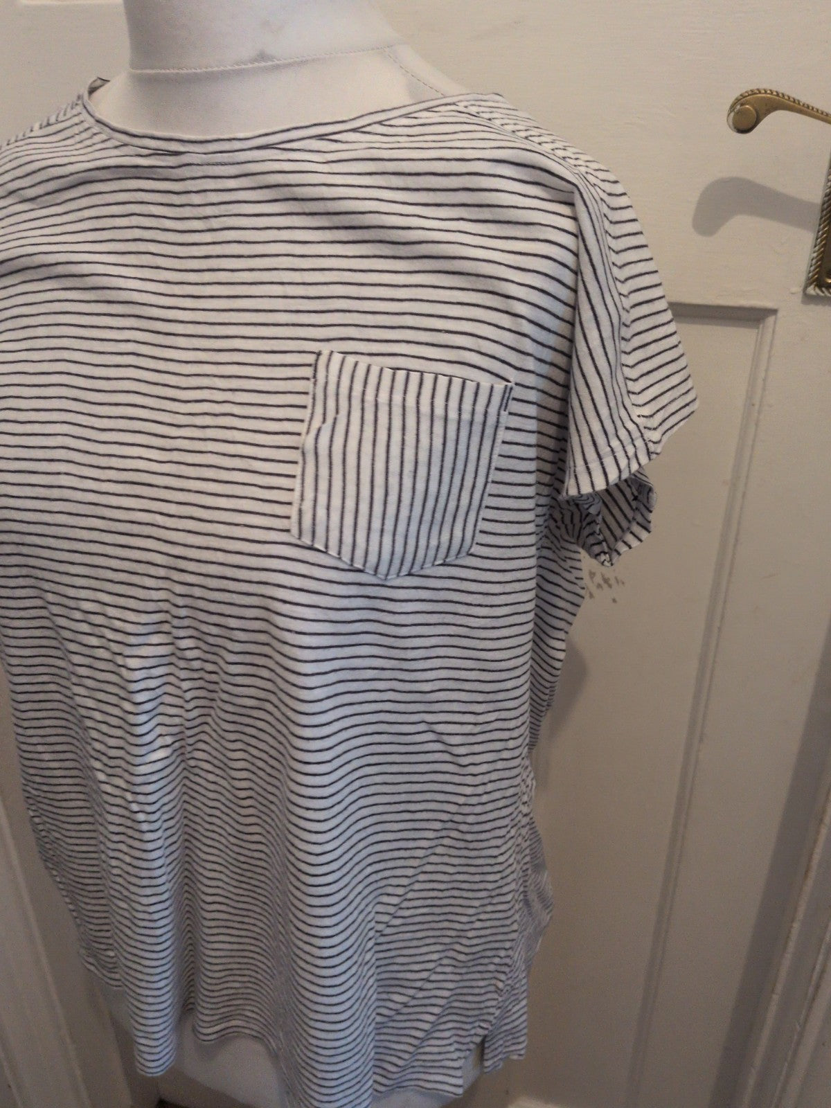 White Stuff 18 White Stripe Short Sleeve T-shirt