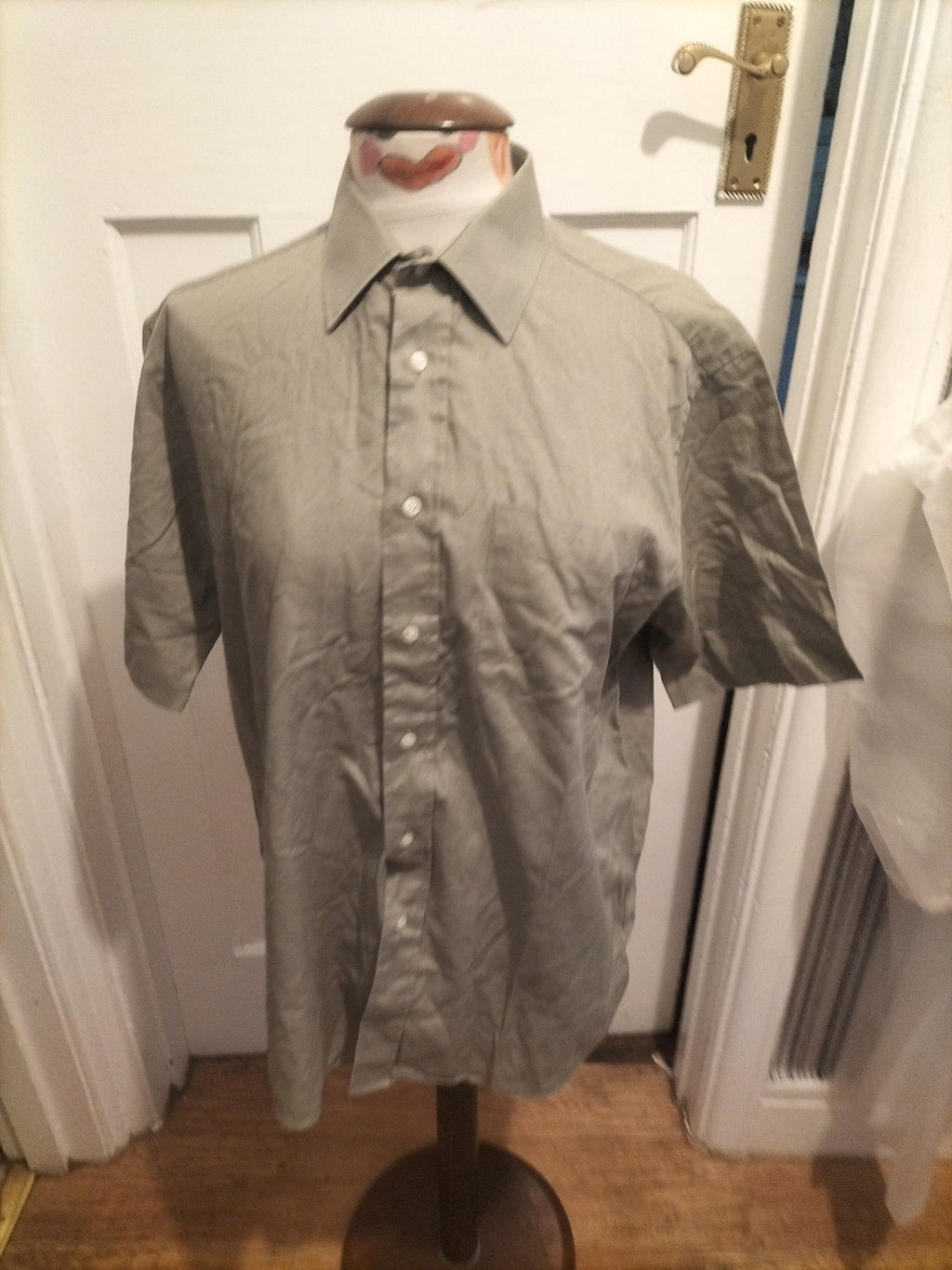 Mens Marks And Spencer Size 15.5 Green Short Sleeved Shirt