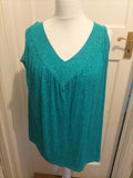Ladies Size XL Teal Patterned V Neck Blouse