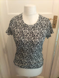 Tu Woman 14 Black And White Floral Short Sleeved Blouse