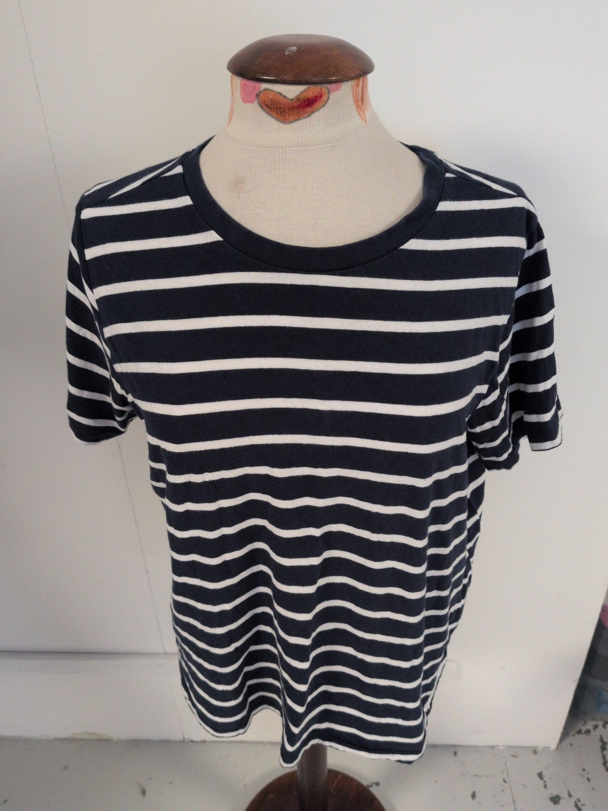 Primark XL Navy Striped White Short Sleeve T-shirt