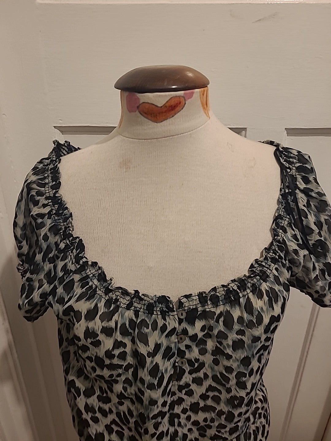 Ladies Tu Size 12 Animal Print Semi See Through Blouse
