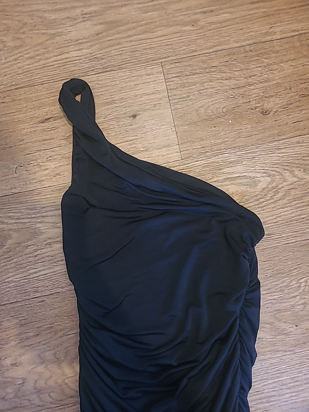 Ladies Missguided Size 4 Black Ruched One Shoulder Dress