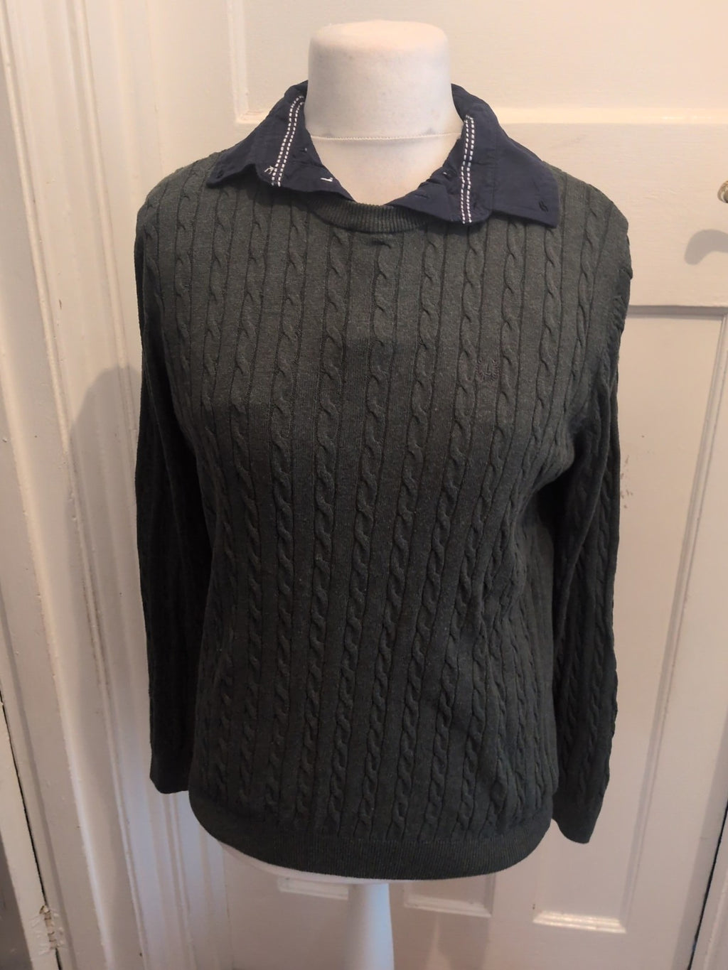 Lincoln Medium Green Collared Long Sleeve Jumper