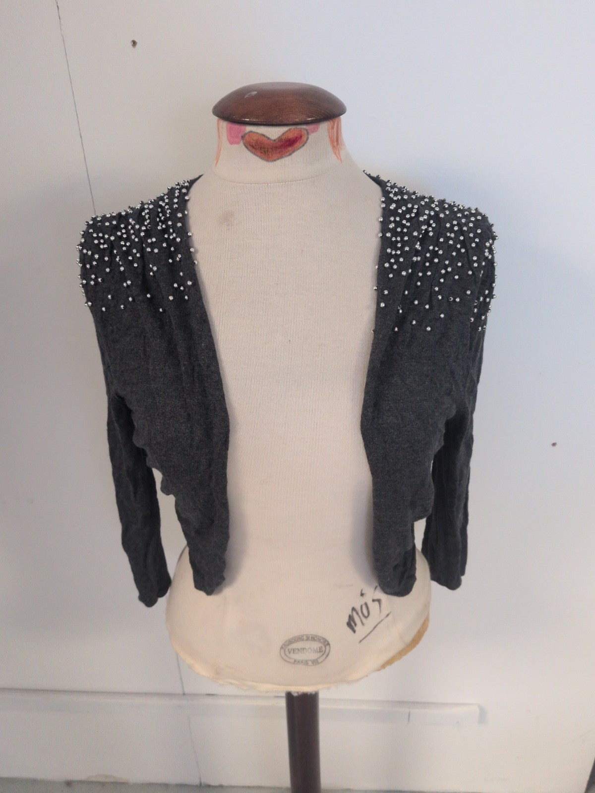 Divided 14 Grey With Silver Balls 3/4 Sleeve Open Top