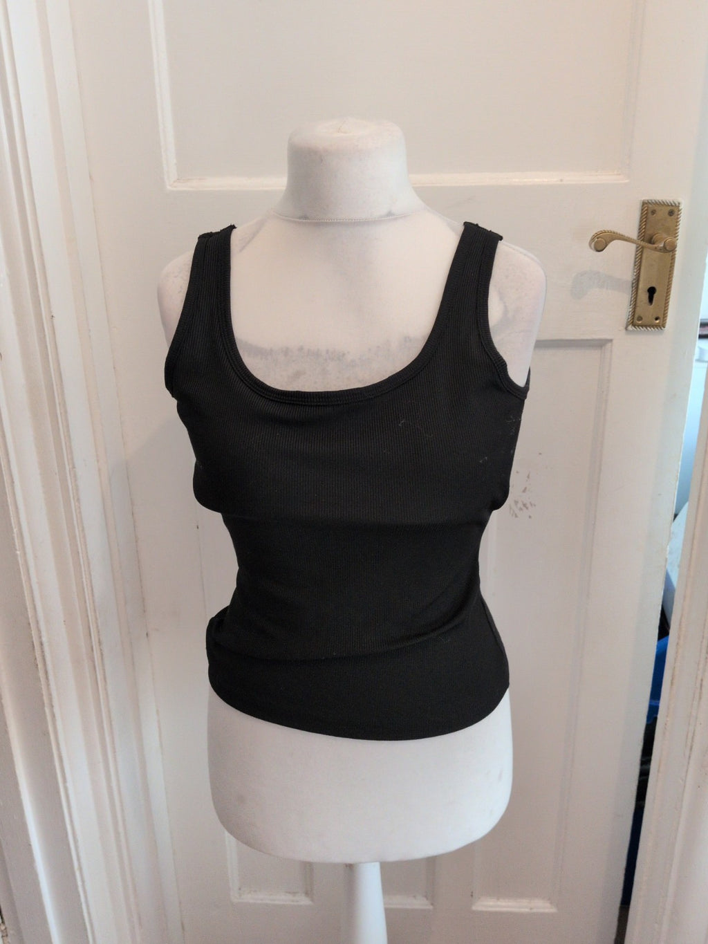 Large Black Rib Sleeveless Cami Style Top