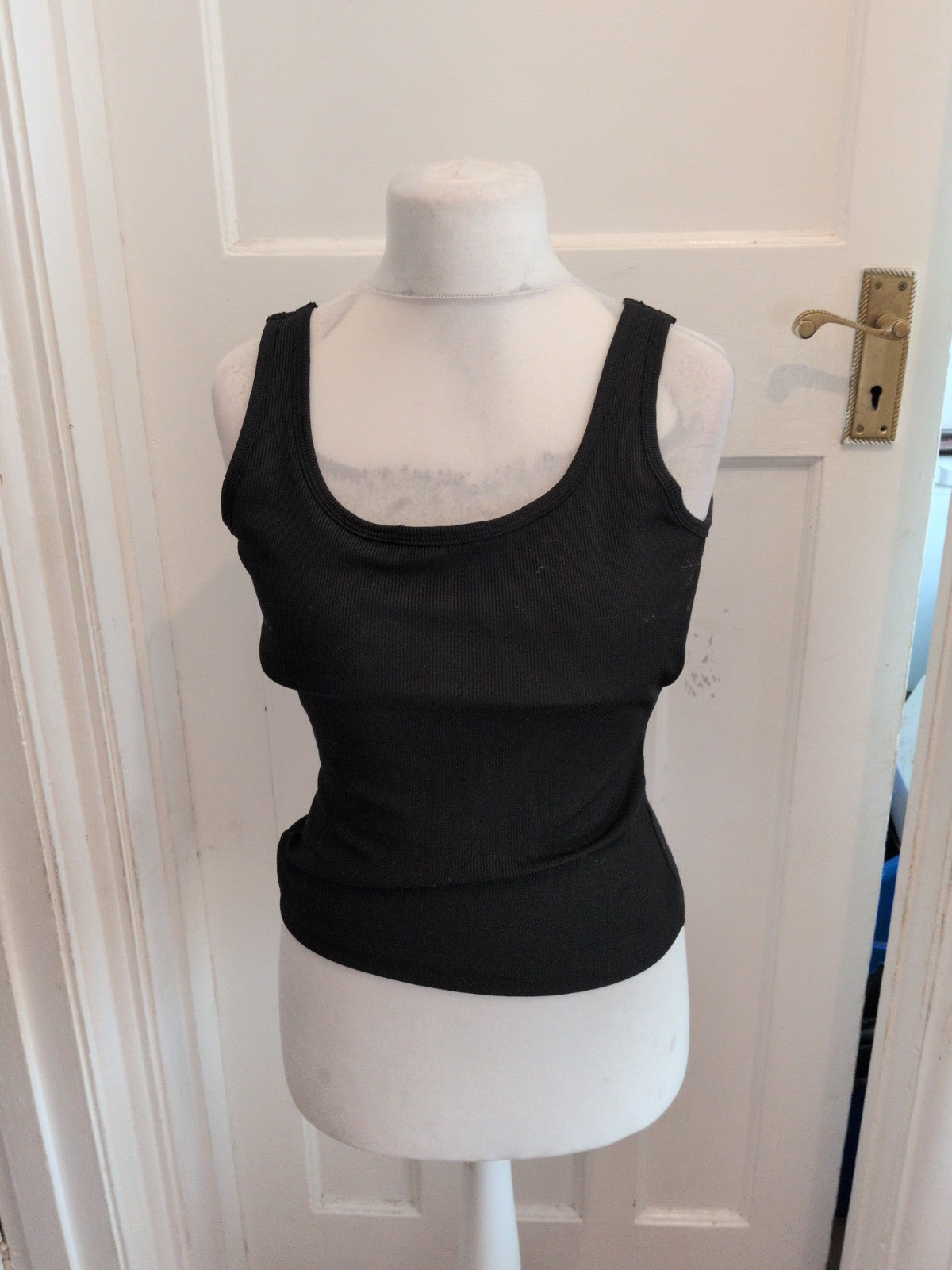 Large Black Rib Sleeveless Cami Style Top