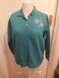 Ladies EWM Size 18-20 Teal Long Sleeved Collared Blouse/Polo