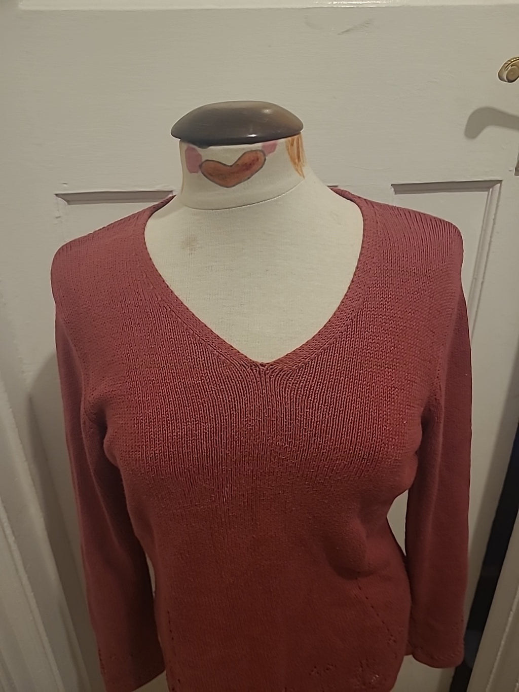 Ladies Viyella Size Small Redish Purple Long Sleeved Lightweight Jumper