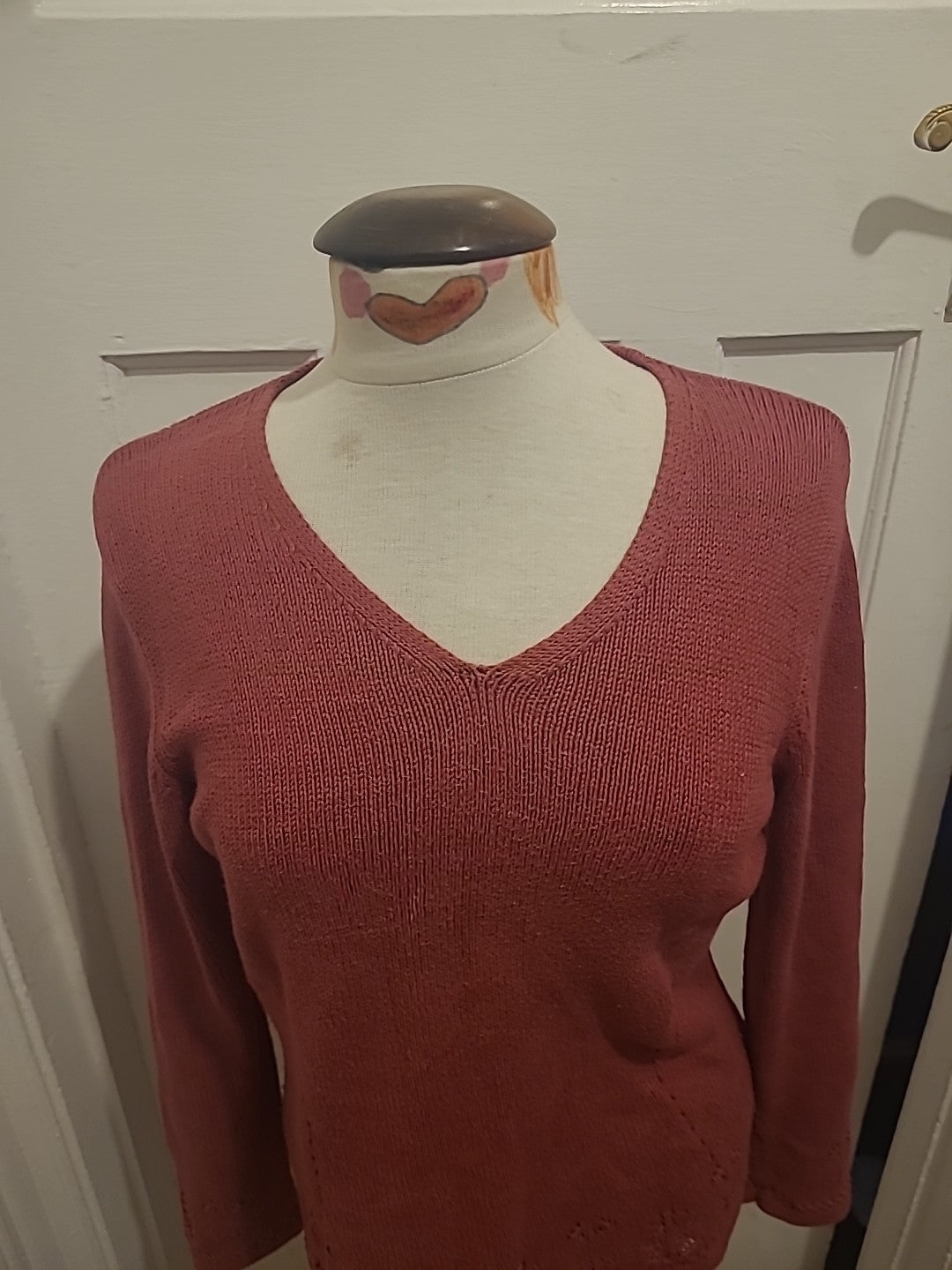 Ladies Viyella Size Small Redish Purple Long Sleeved Lightweight Jumper