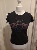 Ladies Size Small Black Butterfly Stud Short Sleeved Tshirt