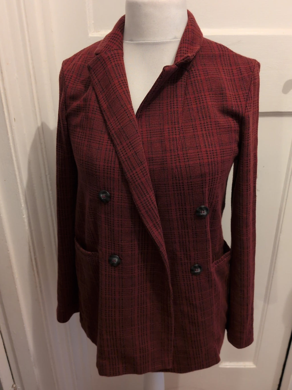 Topshop 8 Burgundy And Black Buttoned Jacket