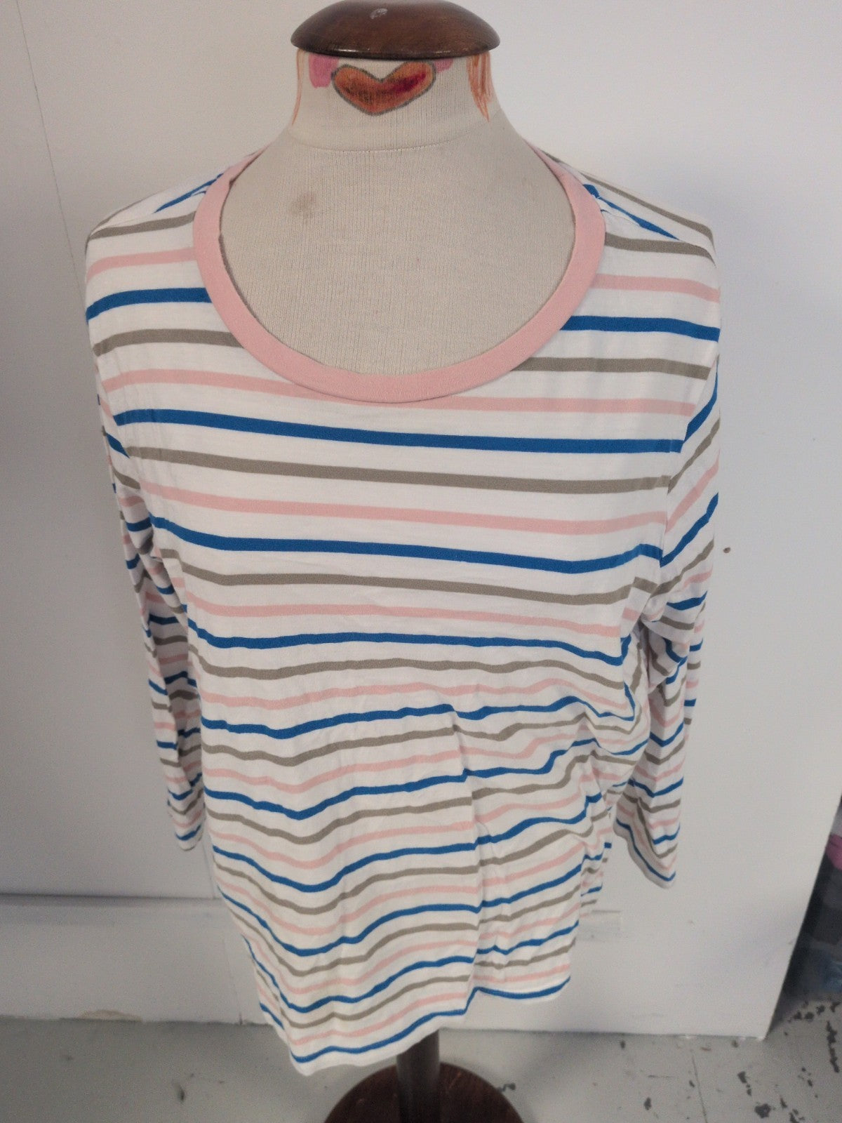 M&S Collection 20 Pink Stripe Long Sleeve T-shirt