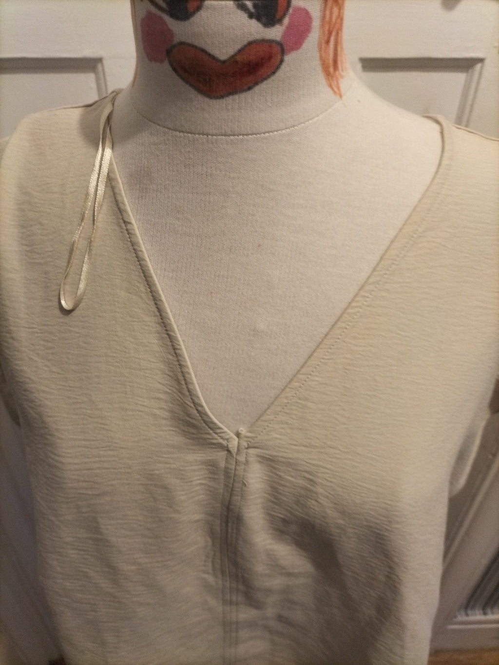 Ladies Primark Size 8 Beige Short Sleeved V Neck Blouse